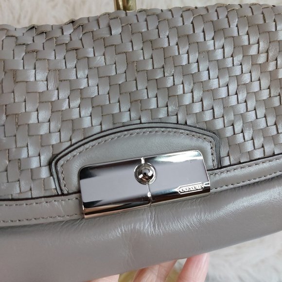Coach Kristin Women's Weaving Elephant Gray Chain Strap LeatherMini Bag/Wristlet - Picture 4 of 10
